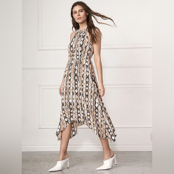 three eighty two Dresses & Skirts - Three eighty two ALIANNA HIGH LOW HALTER DRESS snakeskin print NWT
